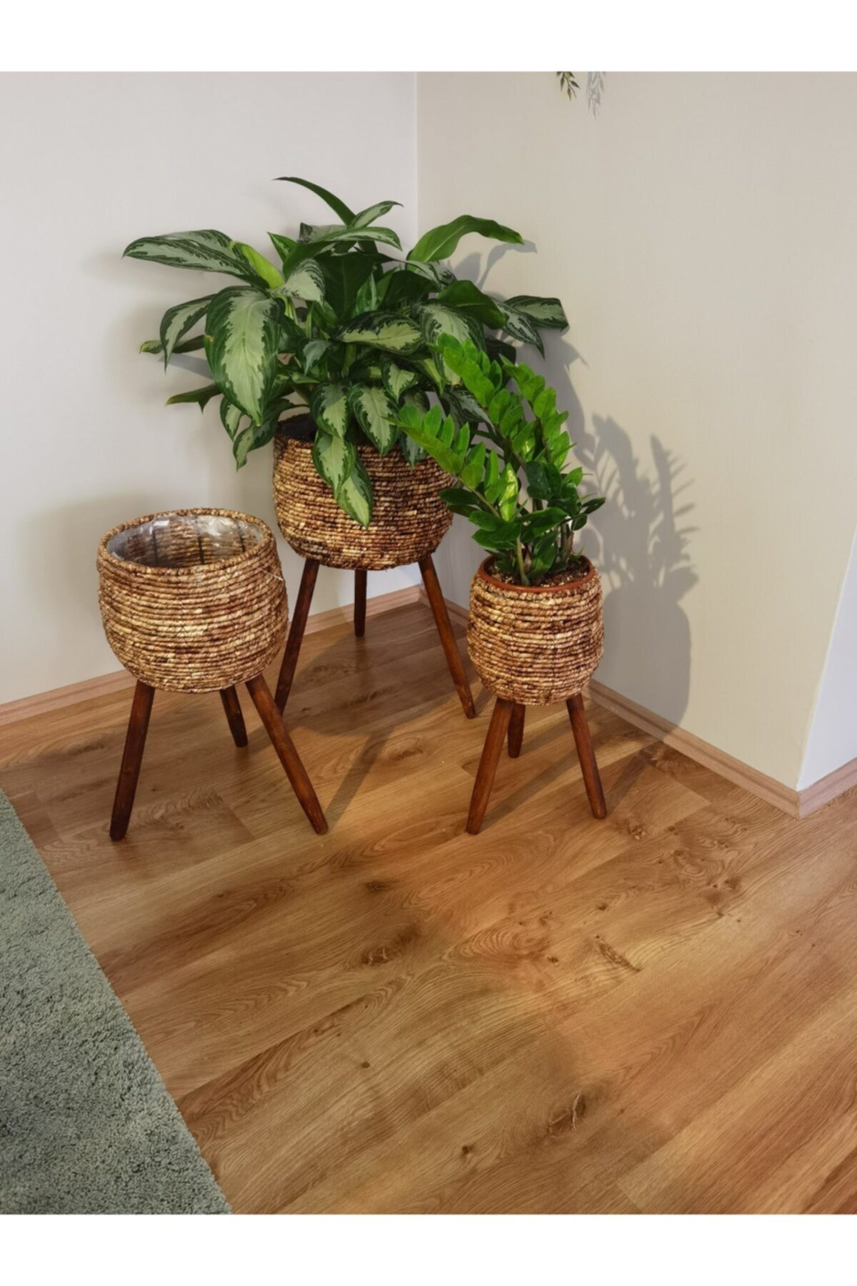 Balcony Flower 3 Lü Exclusive Hasır Sepet Saksılık
