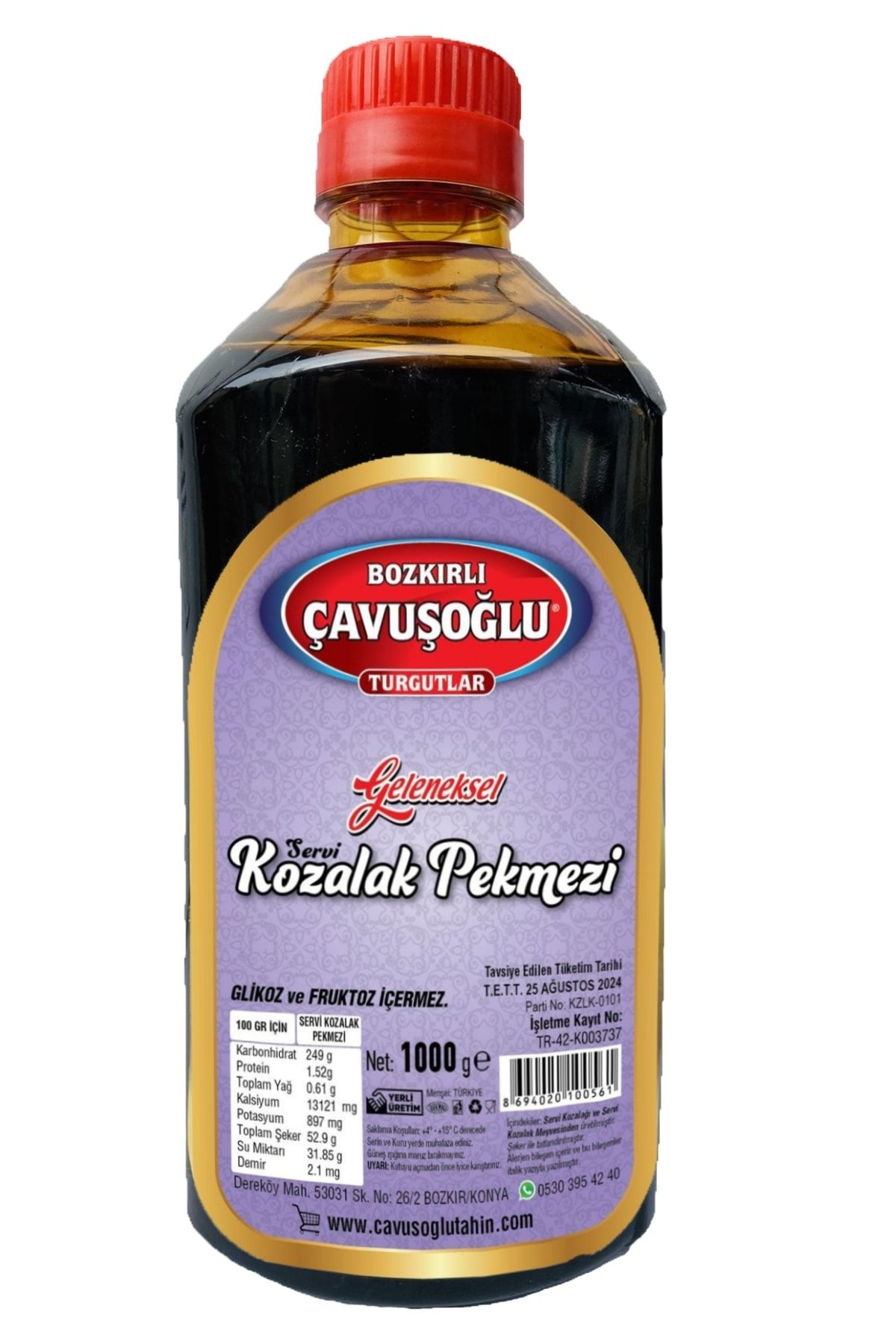 Bozkırlı Çavuşoğlu Kozalak Pekmezi 1000g Glukoz Fruktoz İçermez