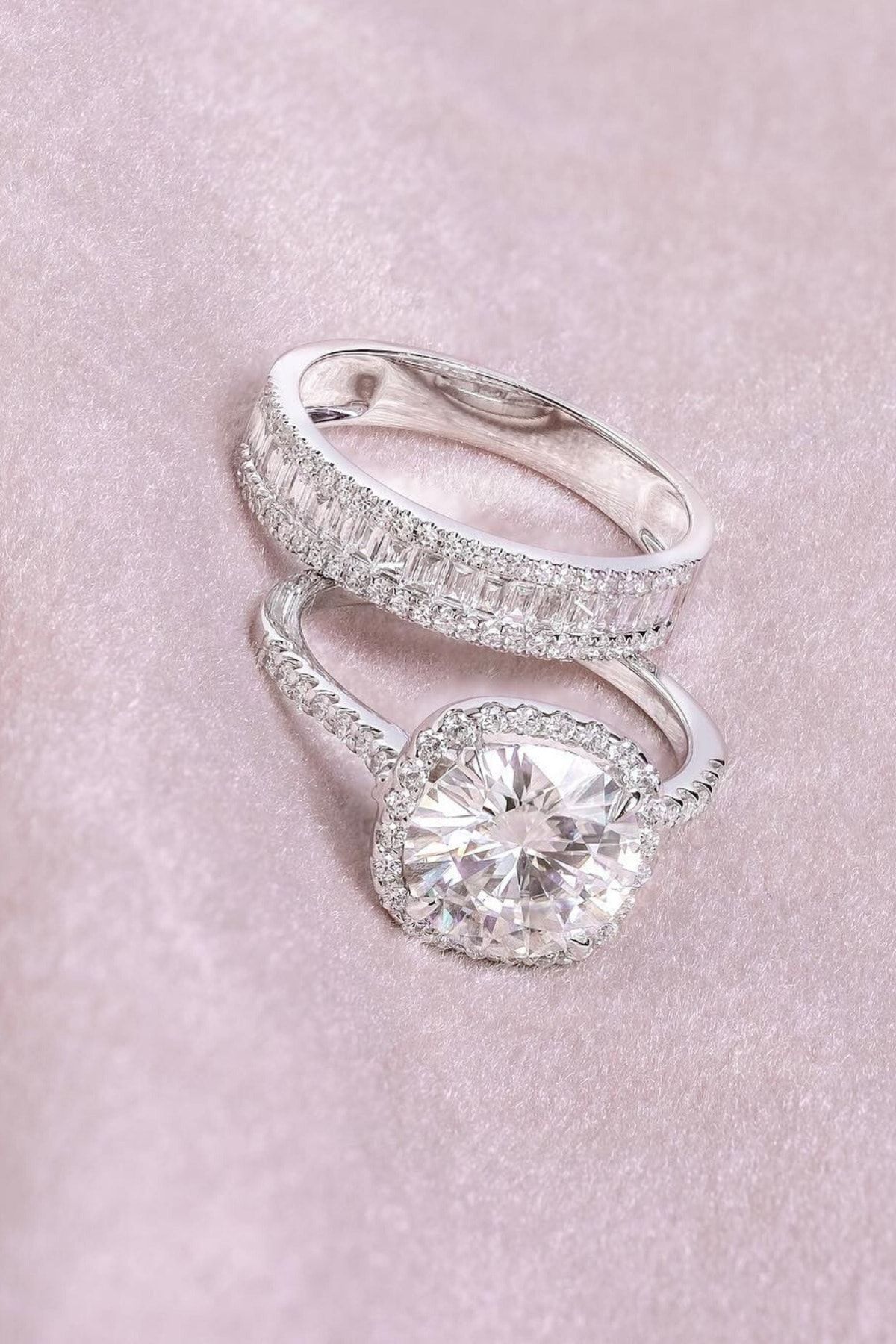 Crystal Diamond Zirconia Sertifikalı Laboratuvar Pırlantası 4 Carat Tektaş Ve Tamtur Yüzük