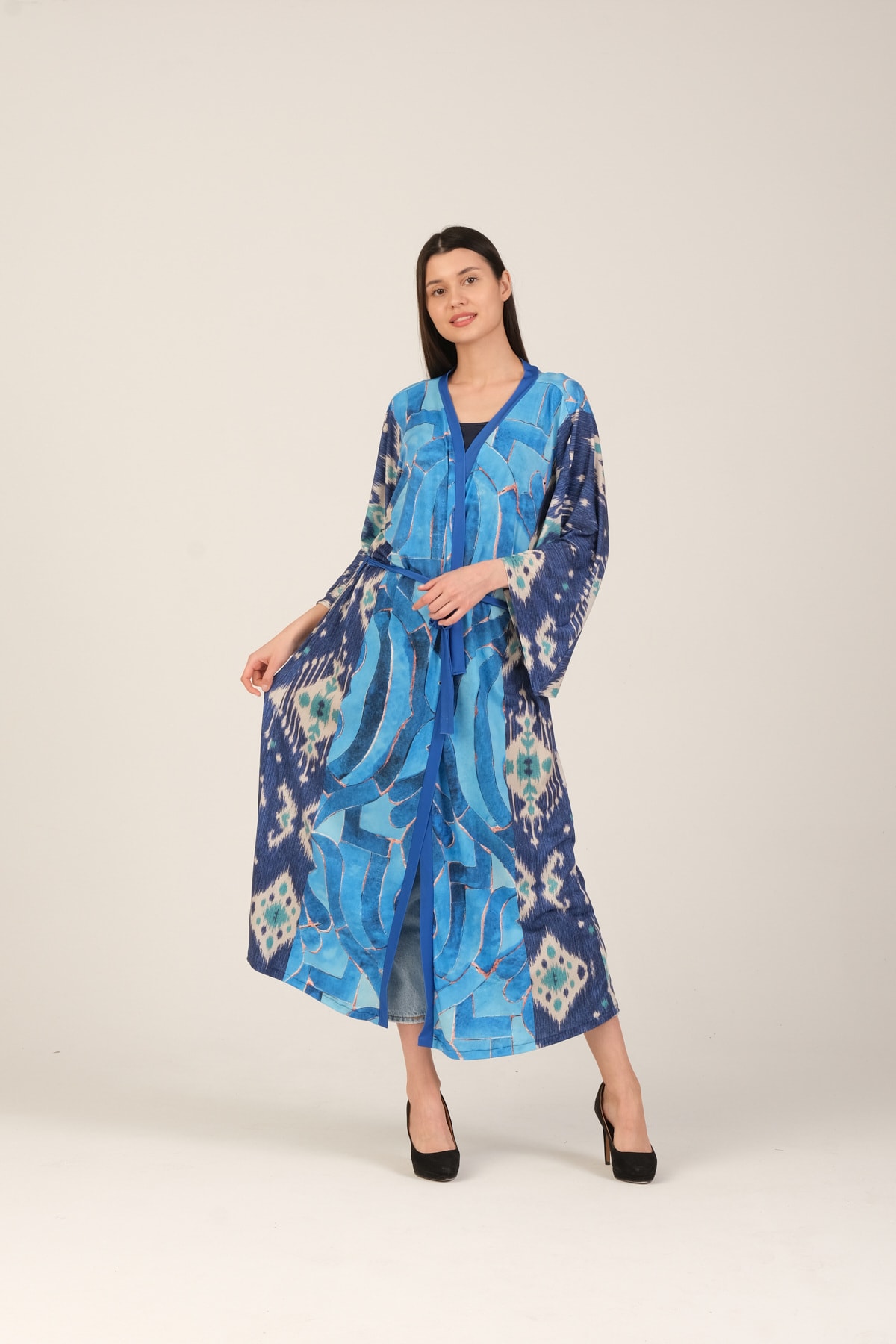GALERİ TUNÇ Abiye Kimono & Kaftan - Desenli - Çok Renkli Gtksan10