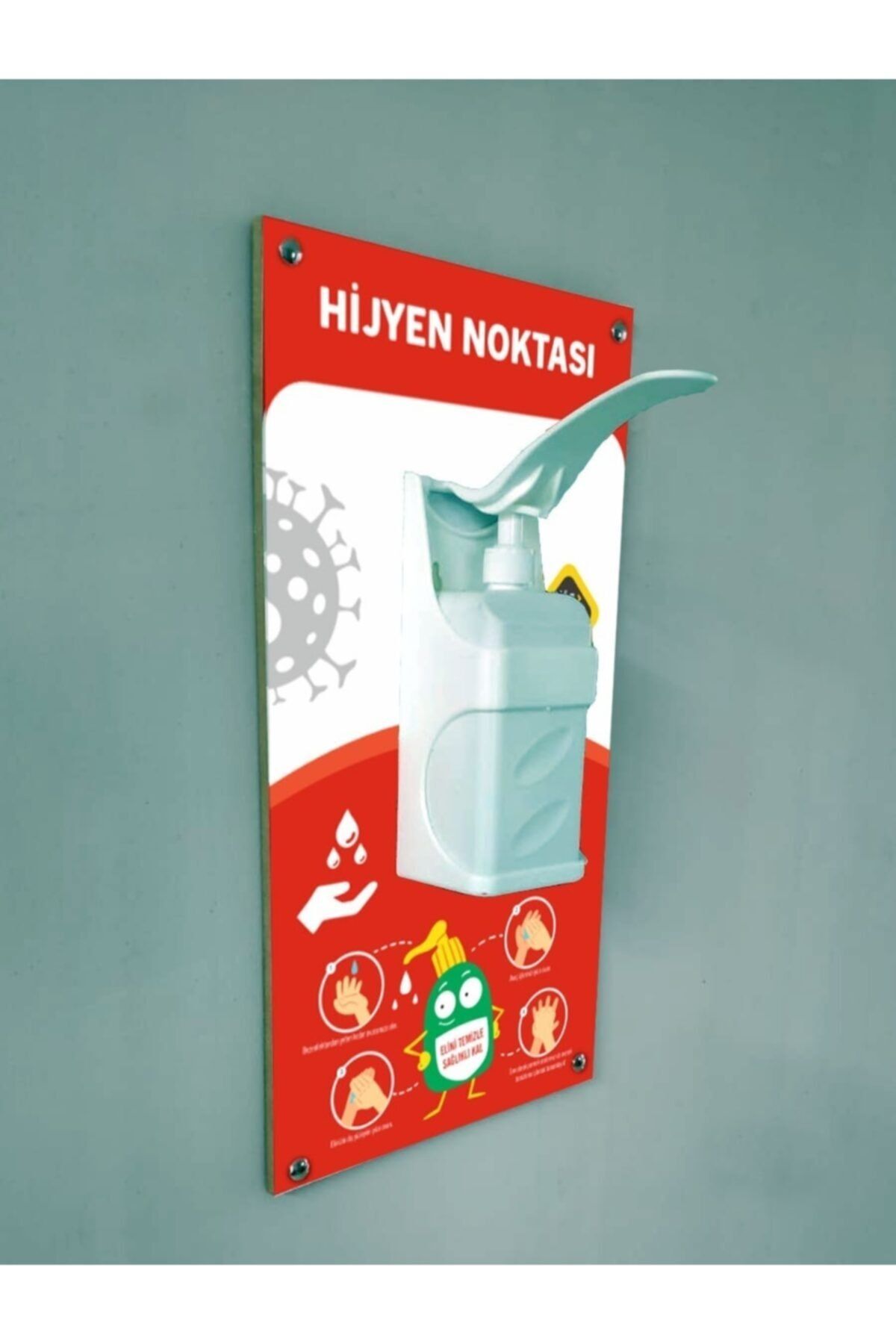Flordu Duvar Tipi Dezenfektan Standı Kırmızı