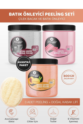 Peeling Avantaj Seti 800gr X 3 Adet Batık Için Peeling Uygulama Için Doğal Kabak Lifi Image 0