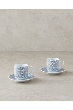 Conner Porselen Kahve Fincan Takımı 4 Parça 2 Kişilik Mavi-Yeşil Image 1