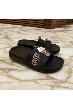 COFFE LOVE DESENLİ PLAJ HAVUZ BAHÇE GÜNLÜK KULLANIMA UYGUN TERLİK Image 1