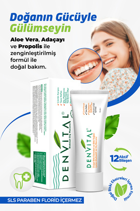 Denvital Bitkisel Diş Macunu Florürsüz, Parabensiz, Sls Içermez Image 0