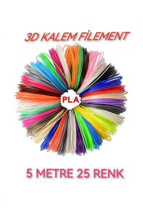 Divrak3d Filament Pla 1.75mm Pla 25 Renk X 5 Metre 3 Boyutlu Kalem Flamenti Image 0