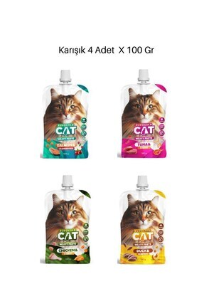 Taze Kedi Et Ezme , Sıvı Kedi Ödül Maması , Kedi Ödül Maması 4 Adet X 100 GR Image 0