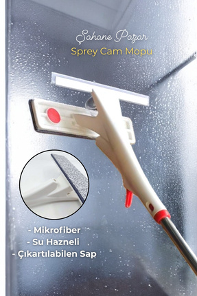 Sprey Su Hazneli Mikrofiber Cam Silme Mopu Çekçek Saplı Cam Silme Aparatı SHN-1151 Image 0