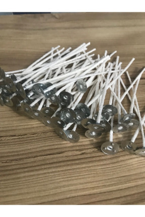 GÜL MUM Hazır Kopçalı 8 Cm 100 Adet % 100 Pamuk Mum Fitili Sert Mumlanmış Çıt Çıt , Parafin Image 0