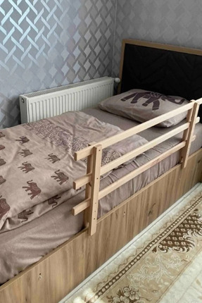 Ahşap Bebek Çocuk Yatak Koruma Bariyeri Korkuluk Beşik Korkuluğu 120x45 Image 0