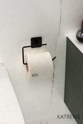 Kare Yapışkanlı Siyah Açık Tuvalet Kağıtlığı Wc Kağıtlık Tutucu Image 0