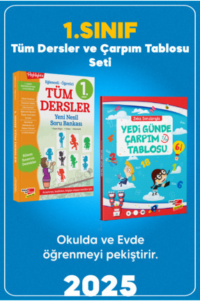 1. Sınıf Tüm Dersler Soru Bankası ve Yedi Günde Çarpım Tablosu Kitabı 2 Kitap Image 0