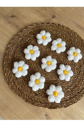 Örgü Çiçek Papatya Motif (beyaz Papatya-sarı Tomurcuk / 10'lu Paket ) Image 0