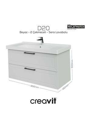 D20 100 Cm İki Çekmeceli Lavabo Dolabı Beyaz Lake Kapak Image 0