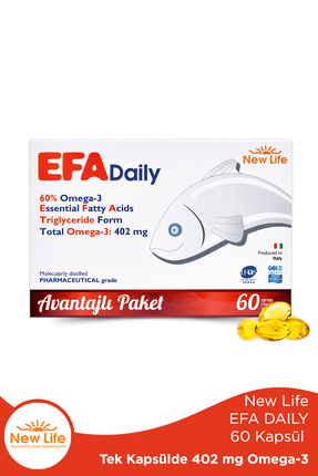 Efa Daily 60 Balık Yağı Kapsülü - 402mg Omega3 - 221mg EPA - 147mg DHA Image 0