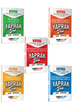 2026 KPSS Ortaöğretim Ön Lisans GY-GK Tüm Dersler Çek Kopart Yaprak Test 5 li Set Image 0