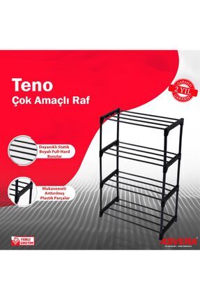 Elmas Serisi – Teno 4 Katlı Çok Amaçlı Metal Raf | Ayakkabılık, Kitaplık, Organizer, Çiçeklik Image 0