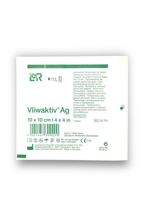 Vliwaktiv Ag Gümüşlü Ve Emici Aktif Kömürlü Yara Örtüsü 10 X 10 Cm - Ref 20701 - 1 Adet Image 0