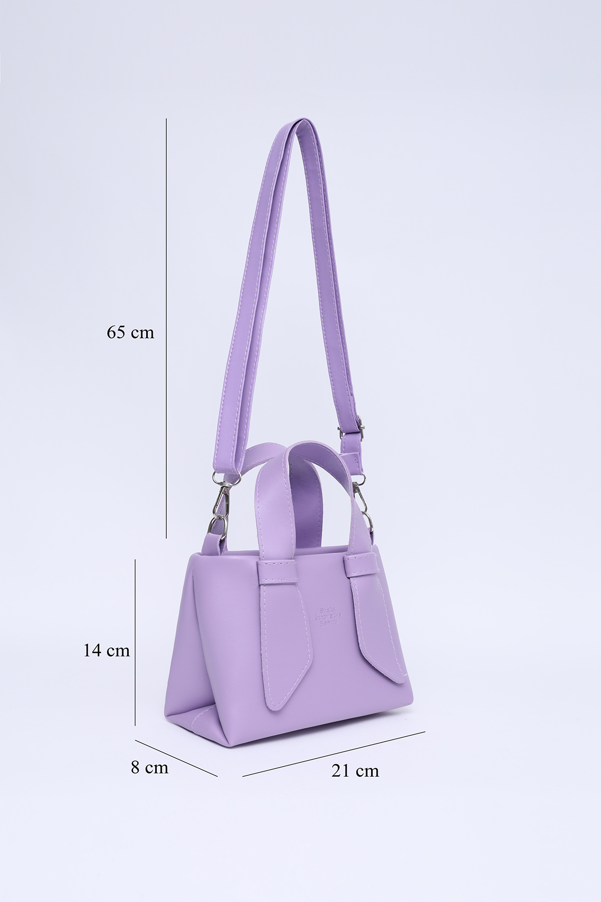 چرم مصنوعی لیلاک SHK60، تک محفظه، زیپ دار، بند قابل تنظیم، کیف دستی، بازو و شانه