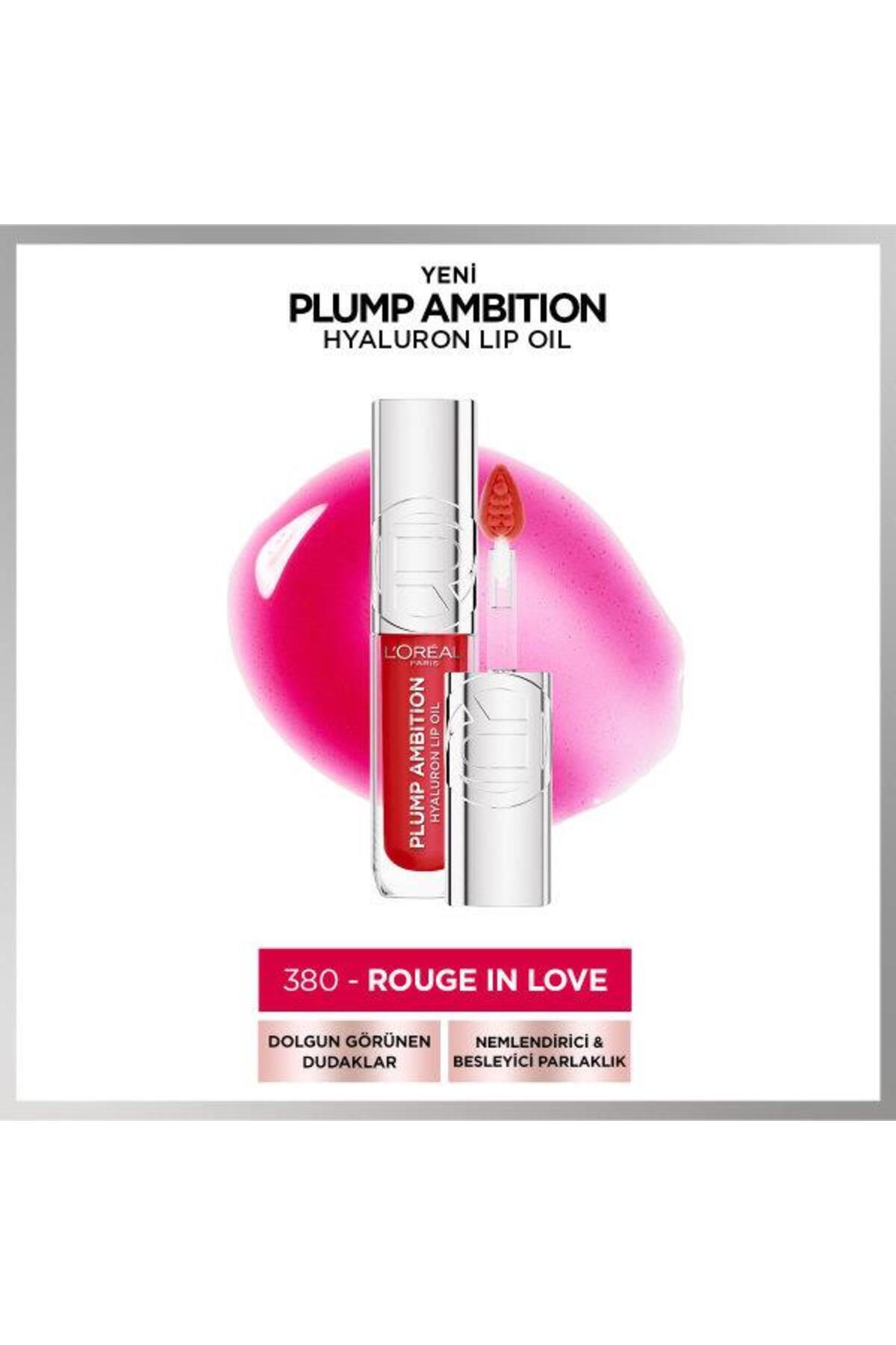 L'Oréal Paris Plump Ambition روغن لب هیالورون تغذیه کننده و مرطوب کننده لب - 380 Roug