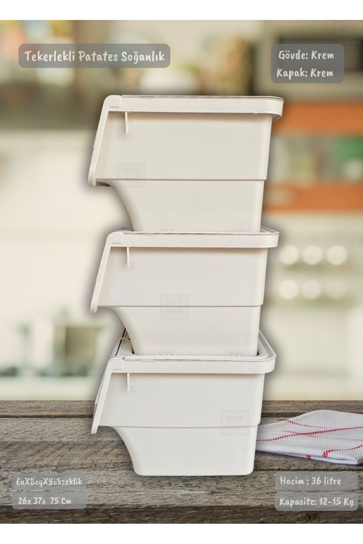 3 تکه سیب زمینی چرخدار جا پیازی Toy Potato Onion Basket Cream Motek 36 Lt