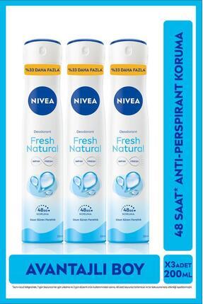 Kadın Sprey Deodorant Fresh Natural 200 Ml,ter Kokusuna Karşı 48 Saat Koruma, Avantajlı Boy,x3 Adet Image 0