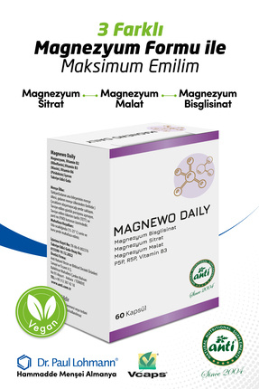 Magnewo Daily ( Magnezyum Bisglisinat, Magnezyum Sitrat, Magnezyum Malat ) Image 0