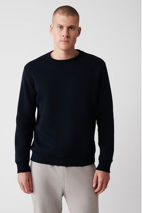 Erkek Lacivert Bisiklet Yaka 3 Iplik Şardonlu Pamuklu Sweatshirt E001017