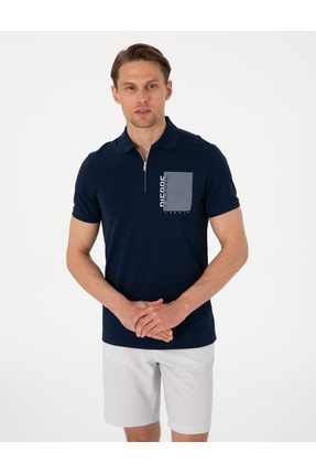 Lacivert Slim Fit Polo Yaka Tişört 50307929-VR033 Image 0
