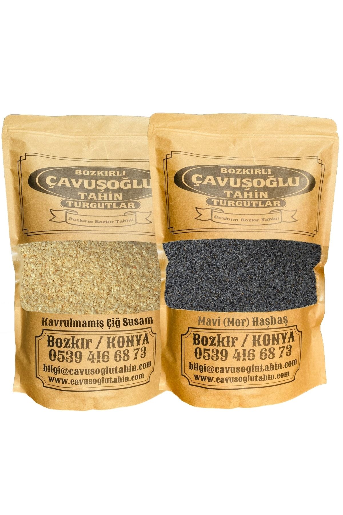 Bozkırlı Çavuşoğlu Kavrulmamış Çiğ Beyaz Susam 500g + Odun Ateşinde Kavrulmuş Mavi Haşhaş 250g