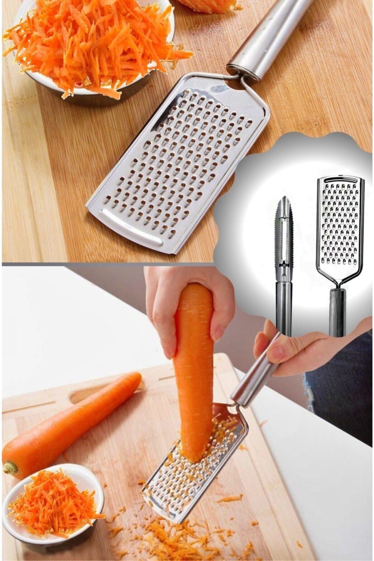 Tilbe Home Sarımsak Rende Peynir Havuç Rendesi Sebze Patates Soyacağı Çelik 2li Soyacak Rende Seti Kabak Oyucu