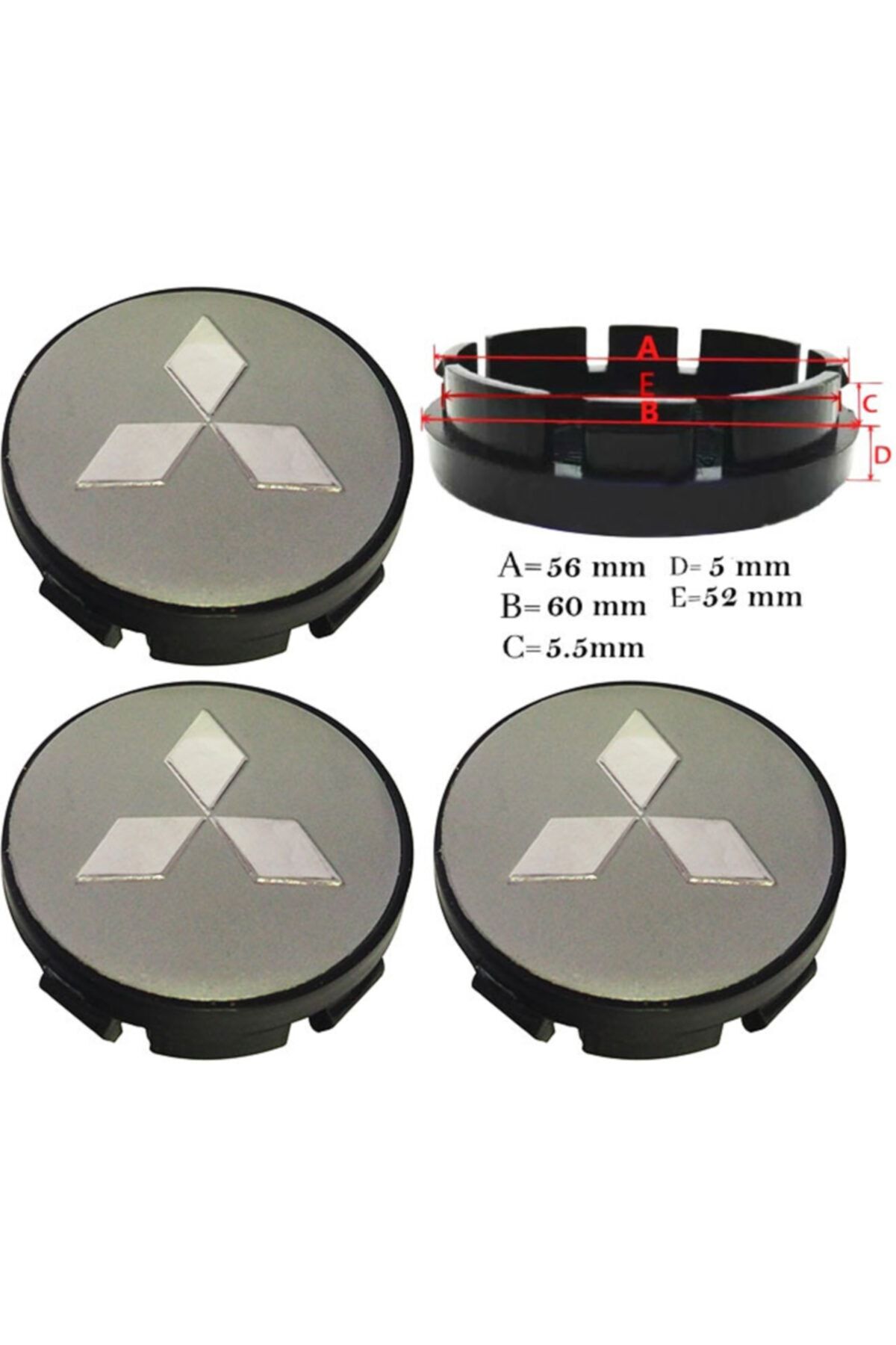 Mitsubishi Jant Göbek Arması 60*56mm Gri 9073a Dört Adet