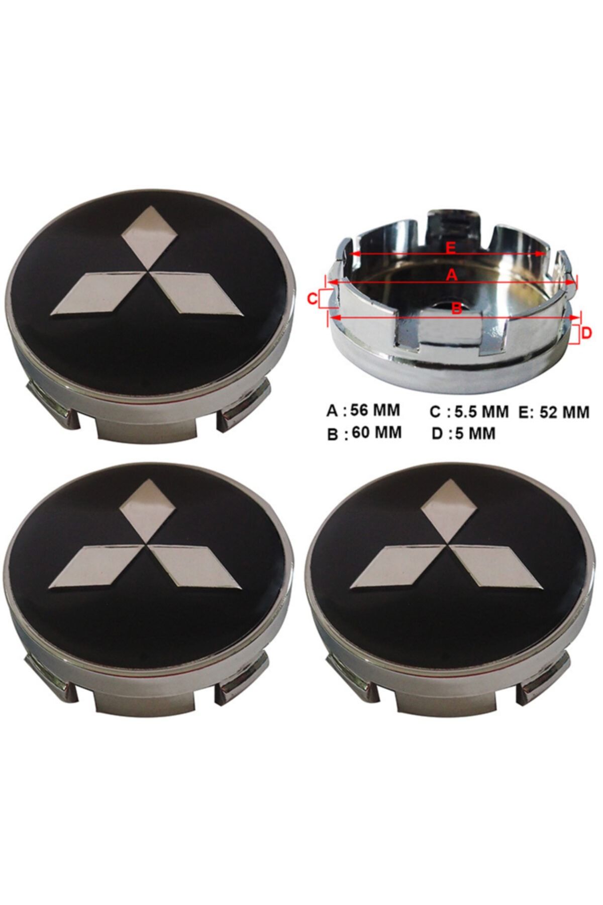 Mitsubishi Jant Göbek Nikel 60*56mm Gri 9065a Dört Adet