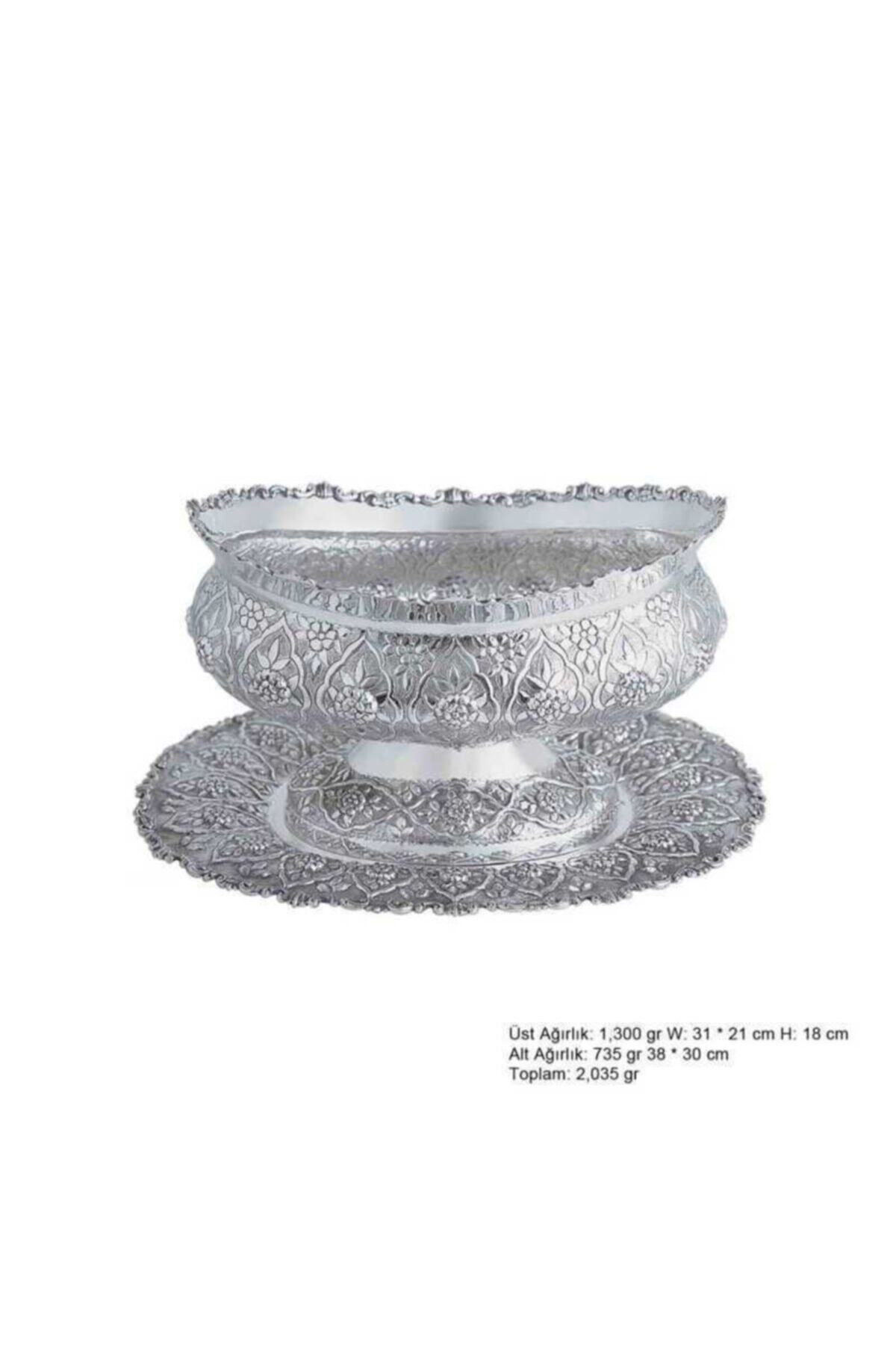 Ouis silver Papatya Desenli Oval Gümüş Boller