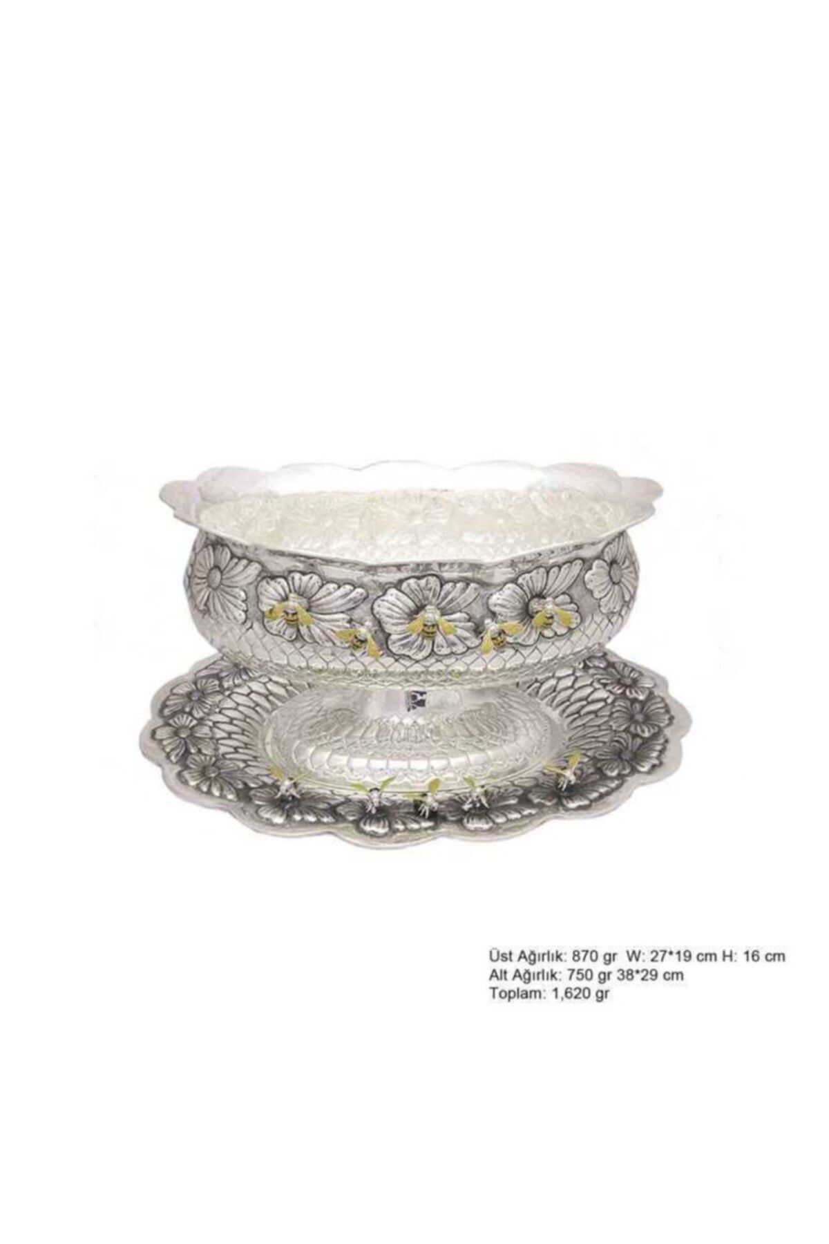 Ouis silver Arı Desenli Oval Gümüş Boller