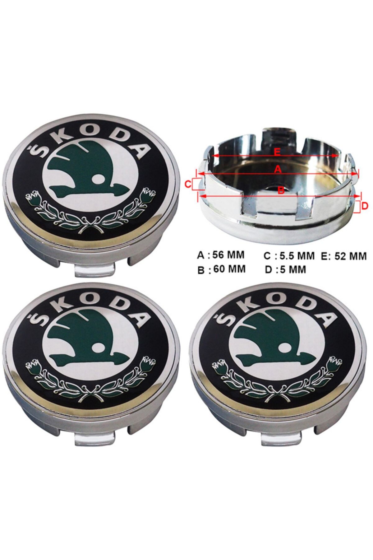 Skoda Jant Göbek Arması Nikel 60-56mm Yeşil 9068