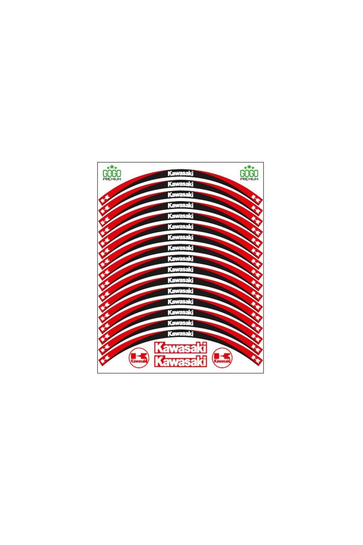 Kawasaki Kırmızı Siyah Reflektörlü Jant Şeridi