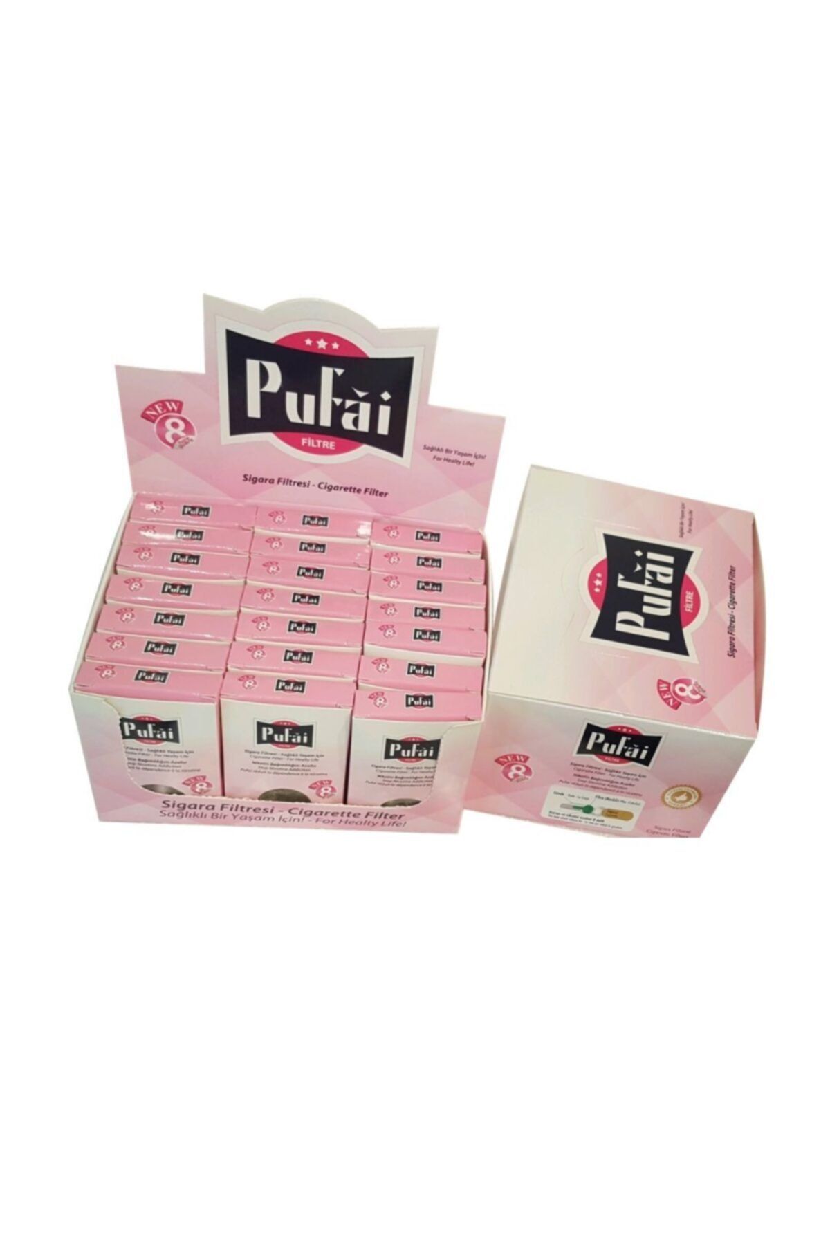 Pufai Sigara Filtresi Ağızlık 8mm Normal Boy 420 Adet 21 Pembe Kutu