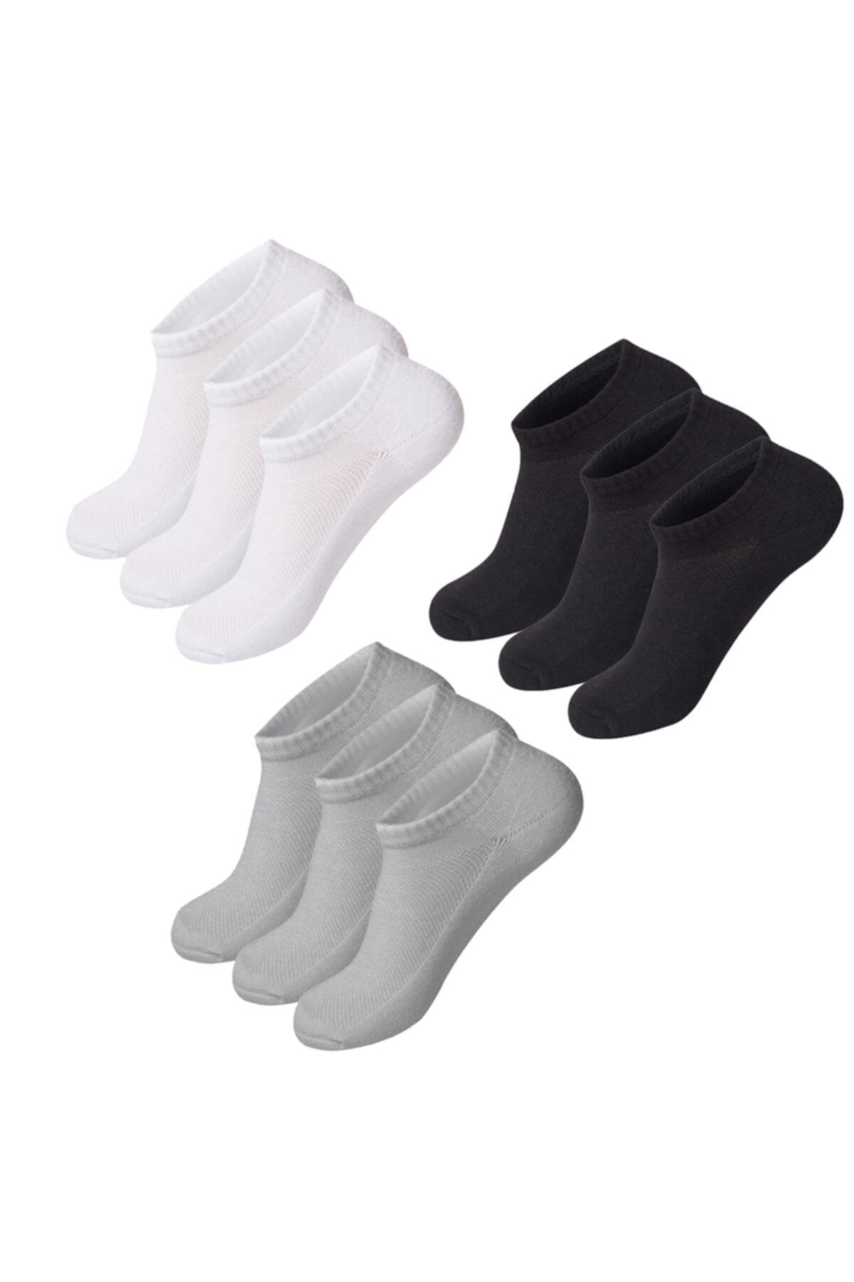 Black Arden Socks By Umut 18 Çift 3 Renkli Erkek Patik Çorap Siyah Beyaz Gri