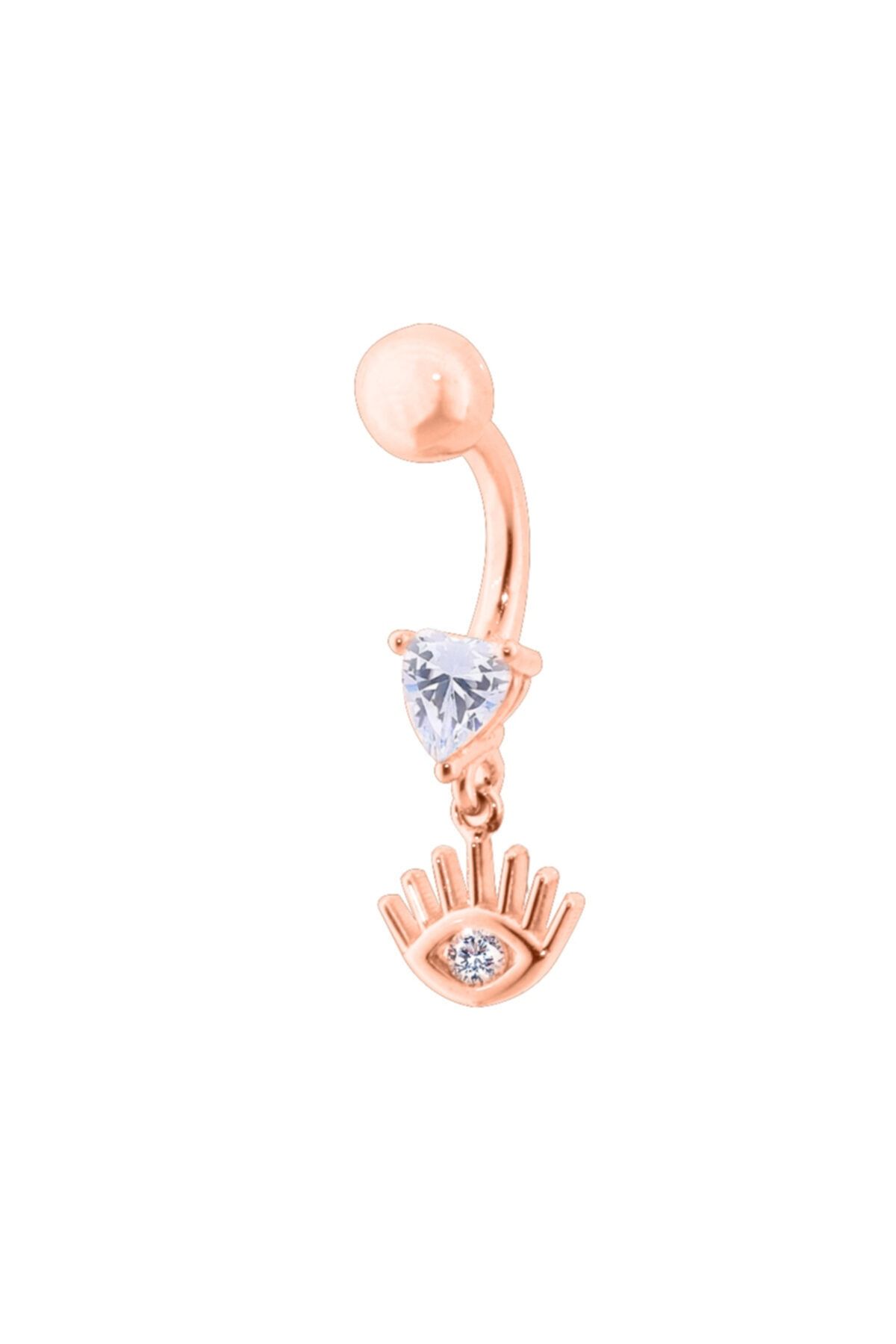 Dianora Piercing Taşlı Rose Altın Göz Göbek Piercing