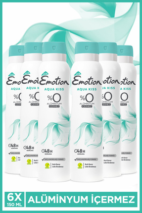 Aqua Kiss Kadın Vegan Deodorant 6x150ml Hızlı Kurur, Leke Bırakmaz Image 0