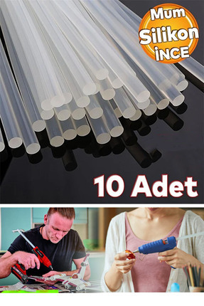 10 Adet Mum İnce Sıcak Silikon Tabanca Mumu Çubukları 30 cm 10adt Image 0