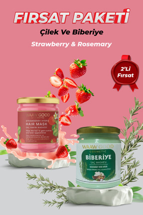 Strawberry,Çilek Kokulu & Rosemary Biberiye Hızlı Uzama Etkili 2'li Fırsat Paketi Image 0