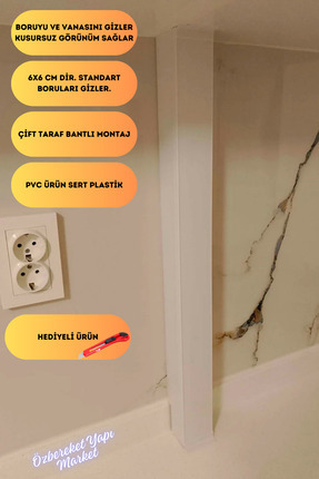 Pratik Doğalgaz Borusu Gizleme Kanalı Kapaklı Açılır Kapanır [özel Ölçü Iletiniz] 6x6 Cm Saklama Image 0