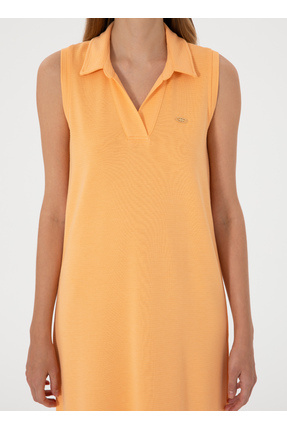 U.S. Polo Assn. V Yaka Açık Turuncu Standart Kadın Elbise MAGE-IY25 Image 4