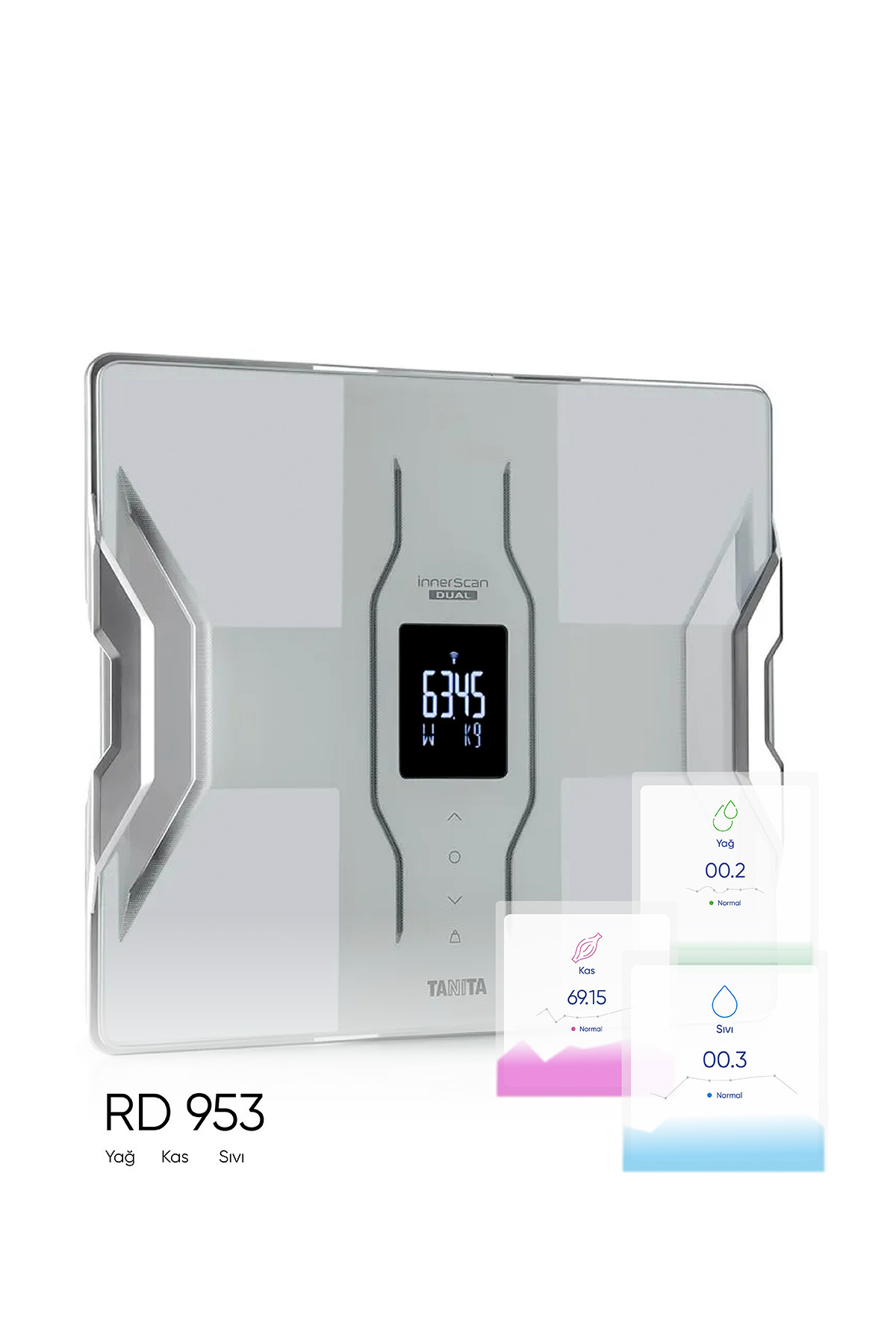 مقیاس تجزیه و تحلیل بدن خانواده بلوتوث سفید Rd 953 اندازه گیری چربی، مایع، عضله، استخوان | ترازوی دیجیتال هوشمند