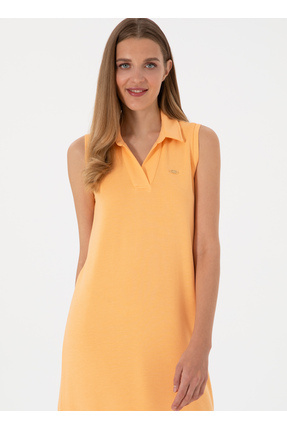 U.S. Polo Assn. V Yaka Açık Turuncu Standart Kadın Elbise MAGE-IY25 Image 1