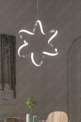 Yıldız Gri Tekli Sarkıt Led Beyaz Işık Ultra Ledli Avize Image 0