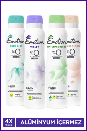 Kadın Vegan Deodorant 150 Ml 4'lü Set (Natural Bloom & Breeze, Aqua, Violet) Leke Bırakmaz Image 0