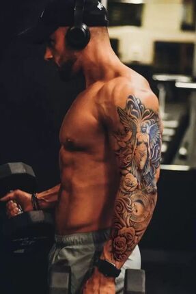 Melek ve Çiçek Temalı Geçici Dövme – Gerçekçi Kol Tattoo Image 0
